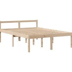 Łóżko Drewniane z Regałem Brązowe Rama Łóżka Ze Stelażem 140x190 cm