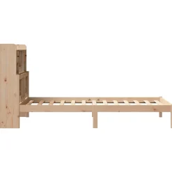 Łóżko Drewniane z Regałem Brązowe Rama Łóżka Ze Stelażem 75x190 cm
