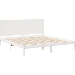 Łóżko Drewniane z Regałem Rama Łóżka Ze Stelażem Biała 200x220 cm