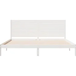 Łóżko Drewniane z Regałem Rama Łóżka Ze Stelażem Biała 200x220 cm