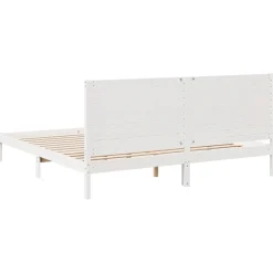 Łóżko Drewniane z Regałem Rama Łóżka Ze Stelażem Biała 200x220 cm