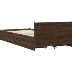 Łóżko Drewniane z Szufladami Rama Łóżka Brązowe Do Sypialni 75x190 cm