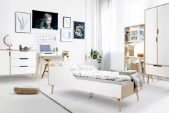 Łóżko dziecięce SOFIE 180x80 białe/buk bez szuflady/bez materaca