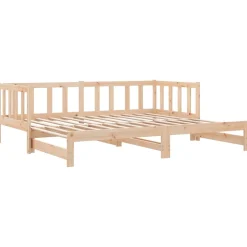 Łóżko Dzienne Rozsuwane Sofa Rama Łóżka Drewniana Brąz 90x200 cm