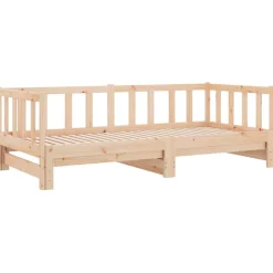 Łóżko Dzienne Rozsuwane Sofa Rama Łóżka Drewniana Brąz 90x200 cm