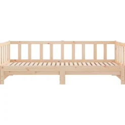 Łóżko Dzienne Rozsuwane Sofa Rama Łóżka Drewniana Brąz 90x200 cm