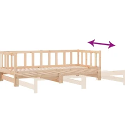 Łóżko Dzienne Rozsuwane Sofa Rama Łóżka Drewniana Brąz 90x200 cm