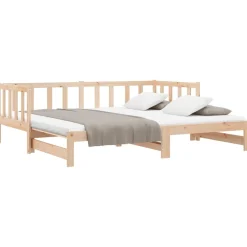 Łóżko Dzienne Rozsuwane Sofa Rama Łóżka Drewniana Brąz 90x200 cm