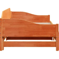 Łóżko Dzienne Rozsuwane Sofa Rama Łóżka Drewniana Brąz 90x190 cm