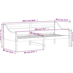 Łóżko Dzienne Sofa Rama Łóżka Drewniana Brązowa 90x200 cm