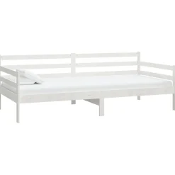 Łóżko dzienne z materacem 90x200 cm białe drewno sosnowe