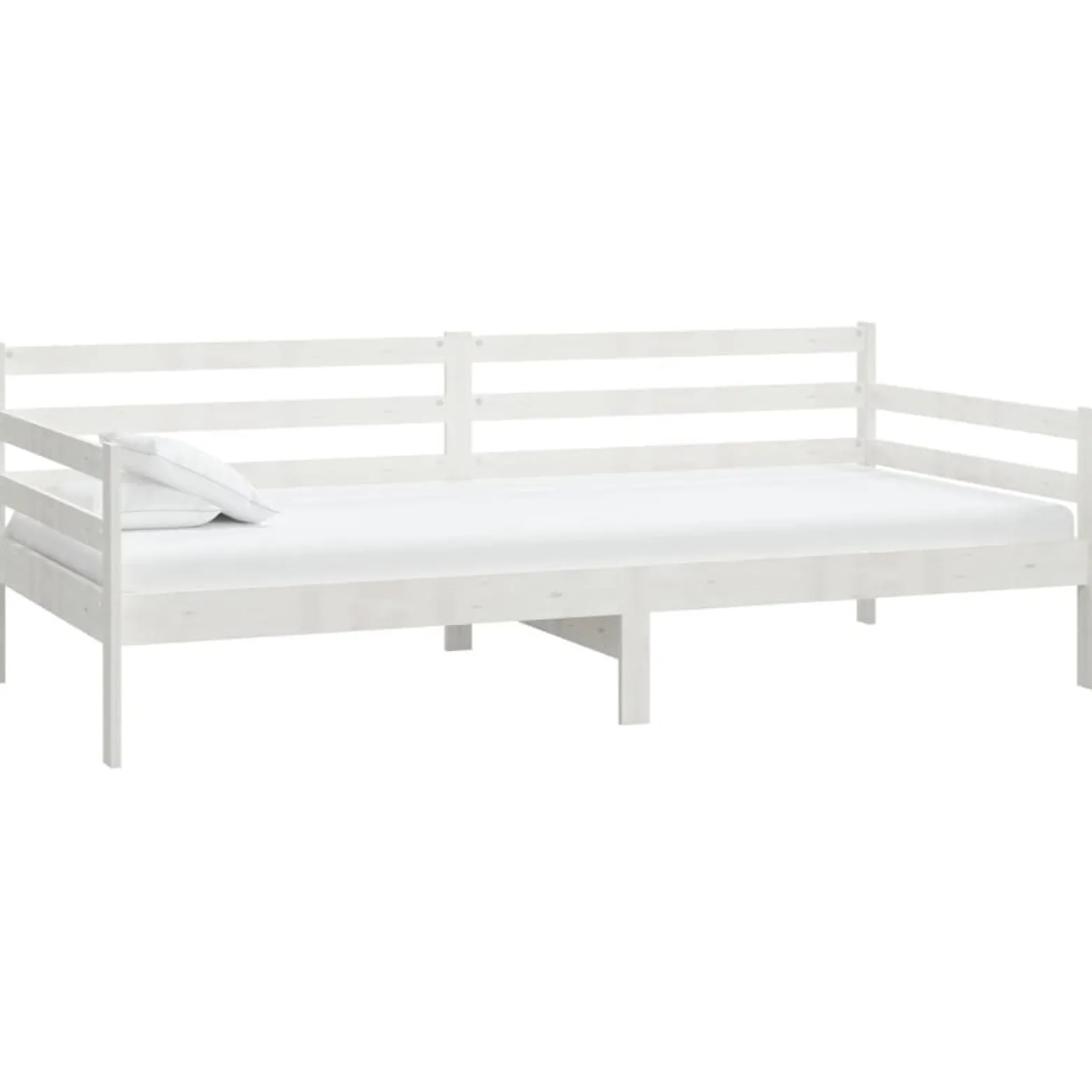 Łóżko dzienne z materacem 90x200 cm białe drewno sosnowe