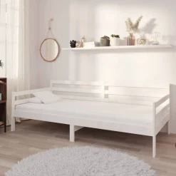 Łóżko dzienne z materacem 90x200 cm białe drewno sosnowe