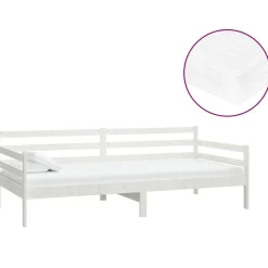 Łóżko dzienne z materacem 90x200 cm białe drewno sosnowe