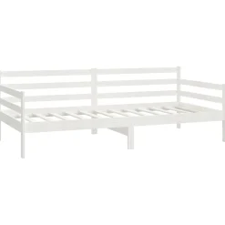 Łóżko dzienne z materacem 90x200 cm białe drewno sosnowe