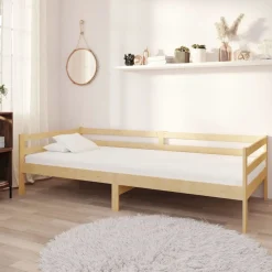 Łóżko dzienne z materacem 90x200 cm lite drewno sosnowe