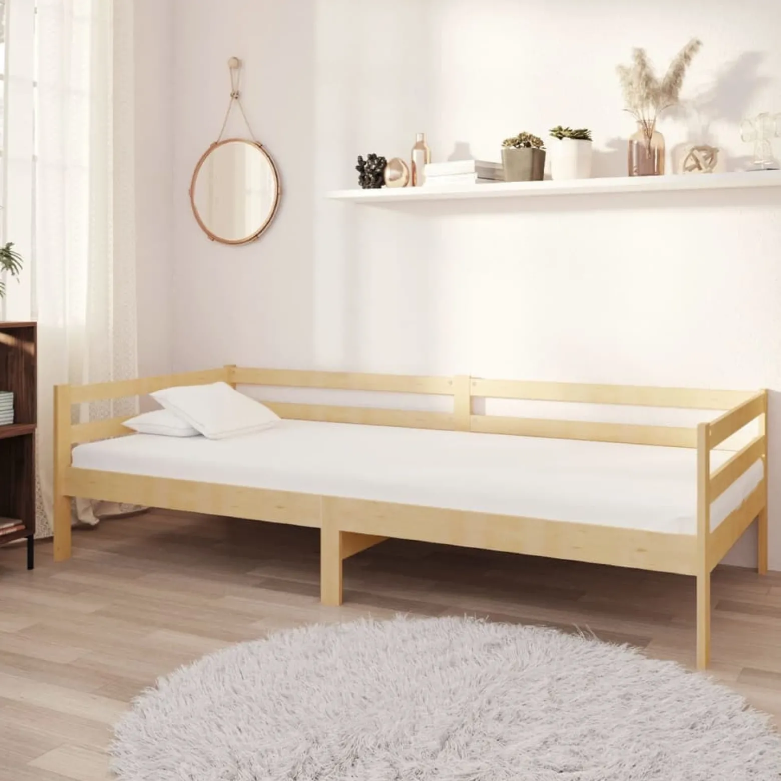 Łóżko dzienne z materacem 90x200 cm lite drewno sosnowe