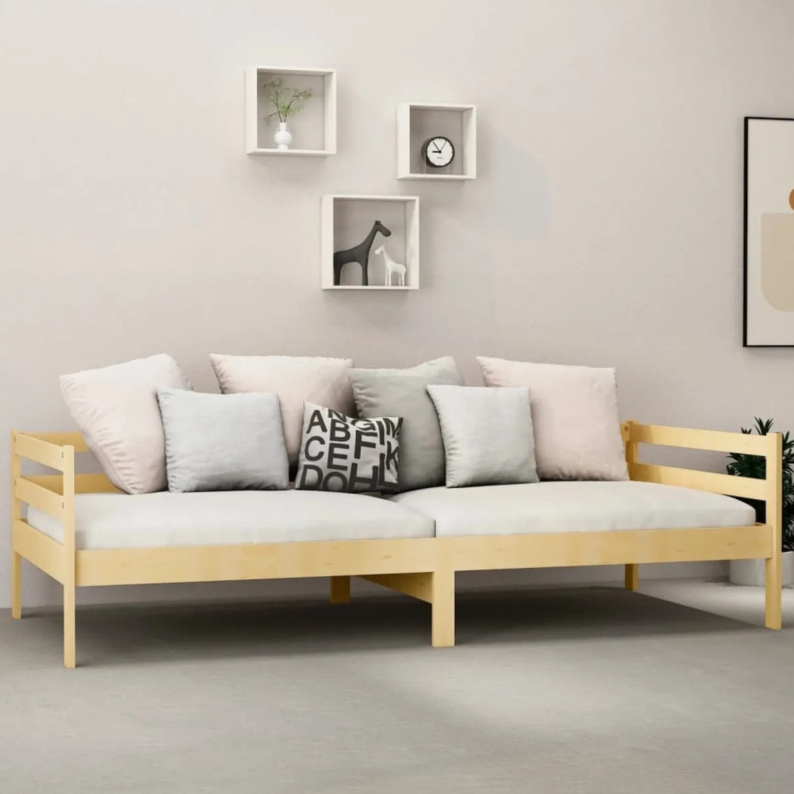 Łóżko dzienne z materacem 90x200 cm lite drewno sosnowe
