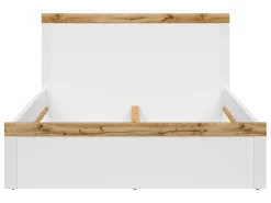 Łóżko Holten biały/dąb wotan z materacem Ceres AV 140x200