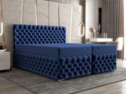 Łóżko Hotelowe Boxspring Pikowane + Bonell Figo 2 Granat 140