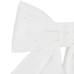 Kokardka na choinkę brokatowa 17 cm ozdoba świąteczna biała