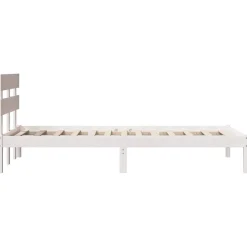 Łóżko Łóżko Drewniane Białe Rama Łózko Ze Stelażem 75 x 190 cm
