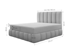 Łóżko kontynentalne Bali Plus 120x200 szare