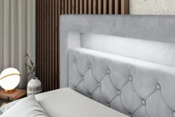 Łóżko kontynentalne LED z pojemnikiem NOEL GOLD - 120x200