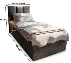 Łóżko kontynentalne MERIL 100 z topperem 100x200 cm