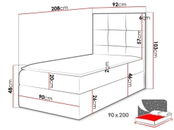Łóżko kontynentalne Mini 2 90x200, Strona: Lewa