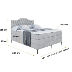 Łóżko kontynentalne - pojemnik, materac, nóżki VILA-1-FC KING 120x200cm
