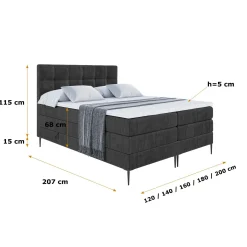 Łóżko kontynentalne - pojemnik, materac, nóżki MARCE-FC KING 120x200cm