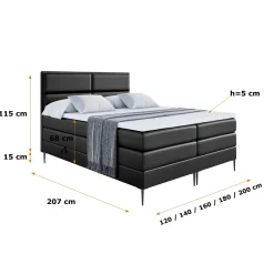 Łóżko kontynentalne - pojemnik, materac, nóżki AURA-FC KING 120x200cm