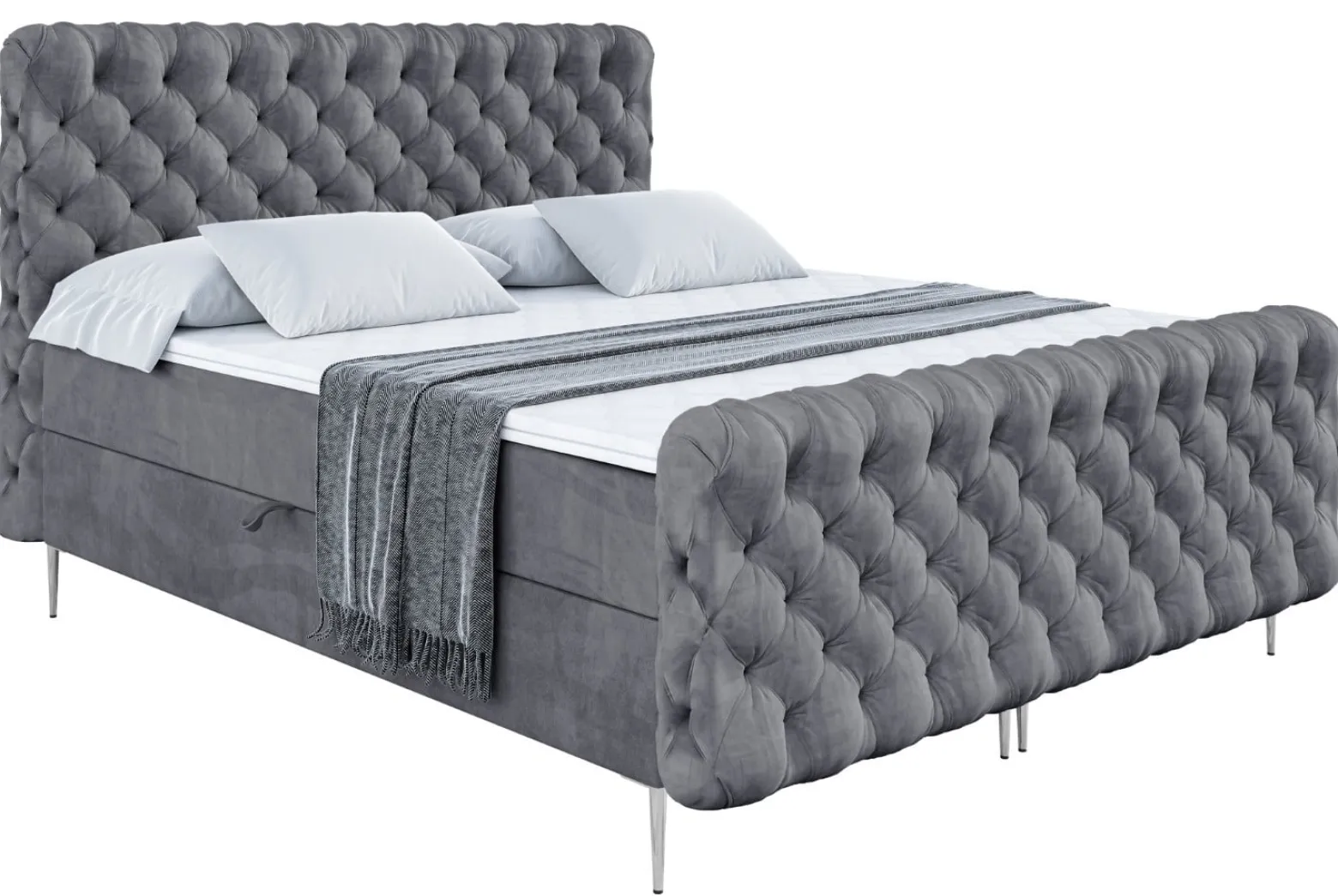 Łóżko kontynentalne - pojemnik, materac, nóżki BOXI8-FS-Z 120x200 cm