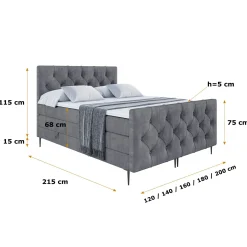 Łóżko kontynentalne - pojemnik, materac, nóżki MIRAGE-FC-Z KING 120x200 cm
