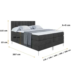 Łóżko kontynentalne - pojemnik, materac, nóżki OTTA-FS KING 120x200cm