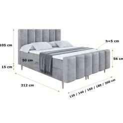 Łóżko kontynentalne - pojemnik, materac, nóżki BOXI1-FD-Z 120x200 cm