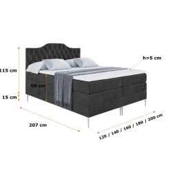 Łóżko kontynentalne - pojemnik, materac, nóżki VILA-1-FS KING 120x200cm