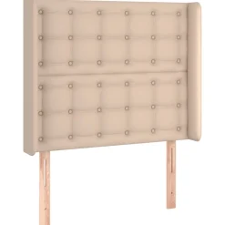 Łóżko Kontynentalne Tapicerowane z Materacem Cappuccino LED 90x200