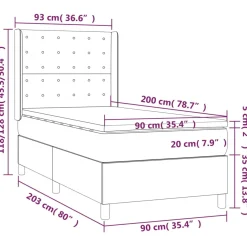 Łóżko Kontynentalne Tapicerowane z Materacem Cappuccino LED 90x200