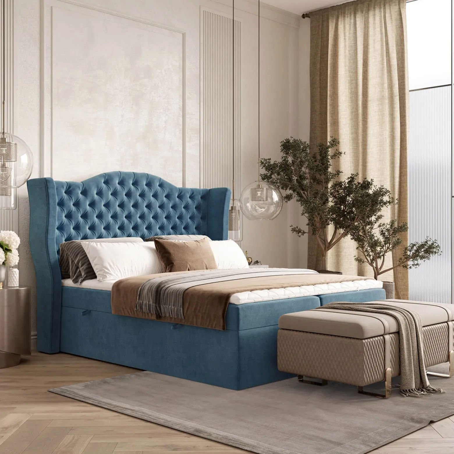 Łóżko kontynentalne WINDSOR 160x200 z pojemnikiem TNW