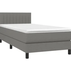 Łóżko kontynentalne z materacem ciemnoszara tkanina 100x200