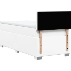 Łóżko kontynentalne z materacem białe ekoskóra 80x200 cm
