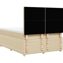 Łóżko Kontynentalne z Materacem Beżowe Tkanina do Sypialni 140x190 cm