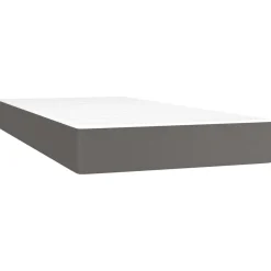 Łóżko kontynentalne z materacem szare ekoskóra 80x200 cm