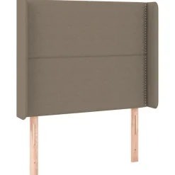Łóżko kontynentalne z materacem, taupe, 90x190 cm, tkanina