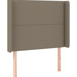 Łóżko kontynentalne z materacem taupe tkanina 90x190 cm