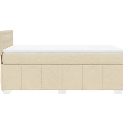 Łóżko Kontynentalne z Materacem Beżowe Tkanina do Sypialni 100x200 cm