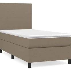 Łóżko kontynentalne z materacem taupe tkanina 80x200 cm
