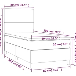 Łóżko kontynentalne z materacem taupe tkanina 80x200 cm